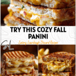 Toasted sourdough panini filled with sliced apples and melted cheddar cheese on a rustic table for Fall Panini. 2026